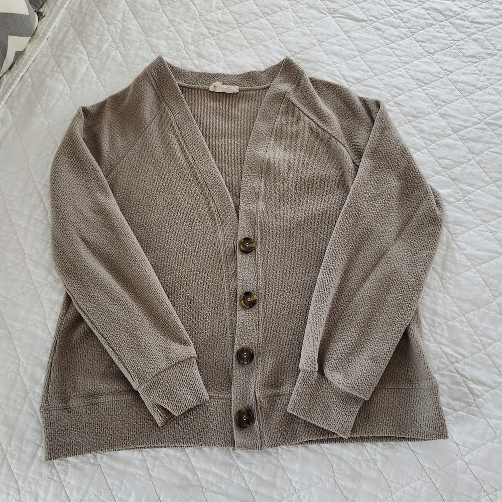 Elegant Beige Button-Up Cardigan